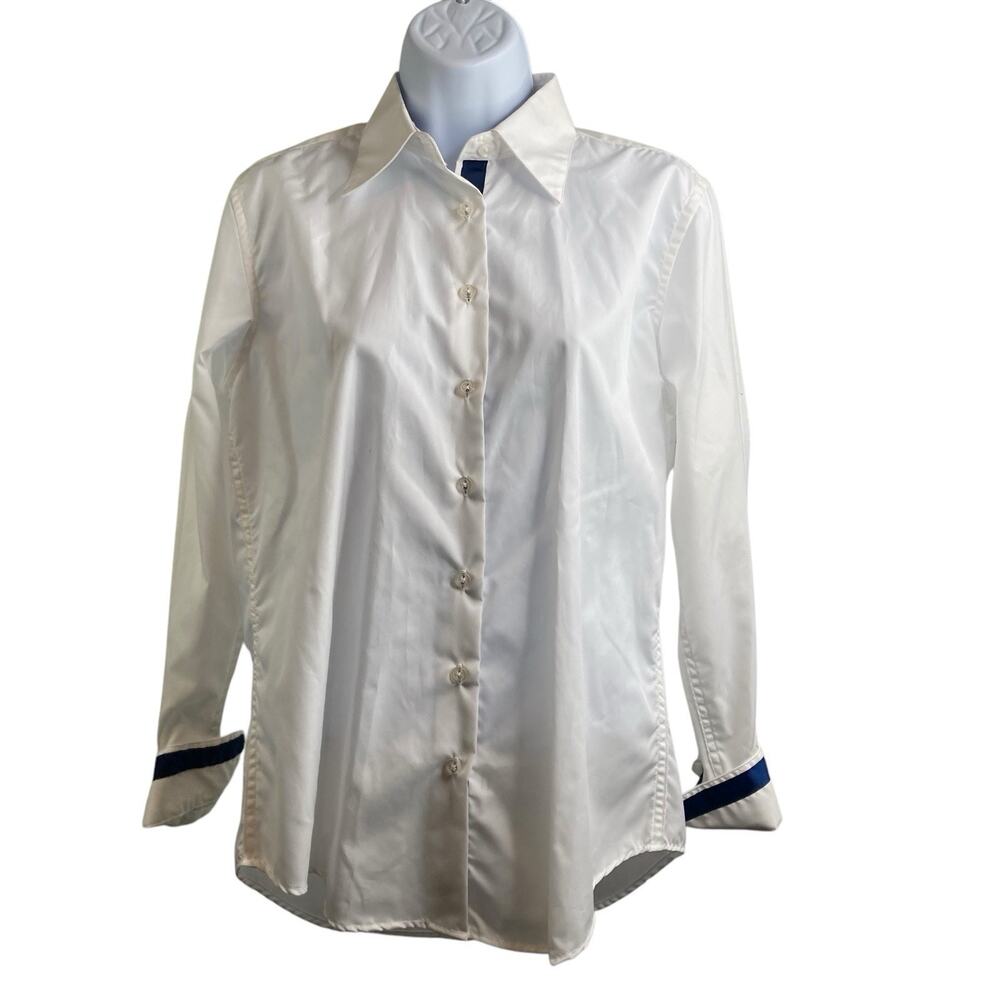Cortland‎ Park Women's White Classic Button Up Shirt Size M Crisp Coastal Preppy